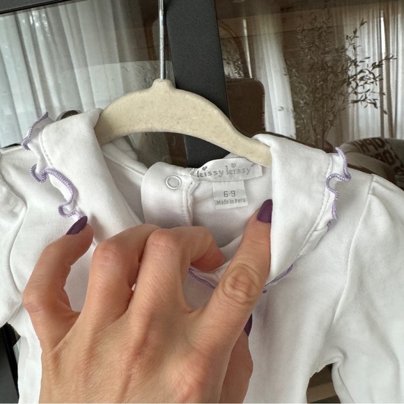 Kissy Kissy onesie long sleeve ruffle peter pan collar bodysuit baby girl Pima - Picture 2 of 7